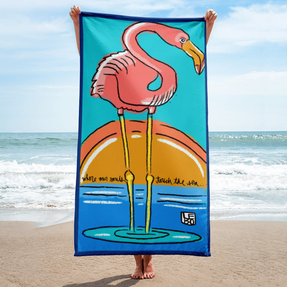 Where Our Souls Touch The Sea - Lebo Beach Towel